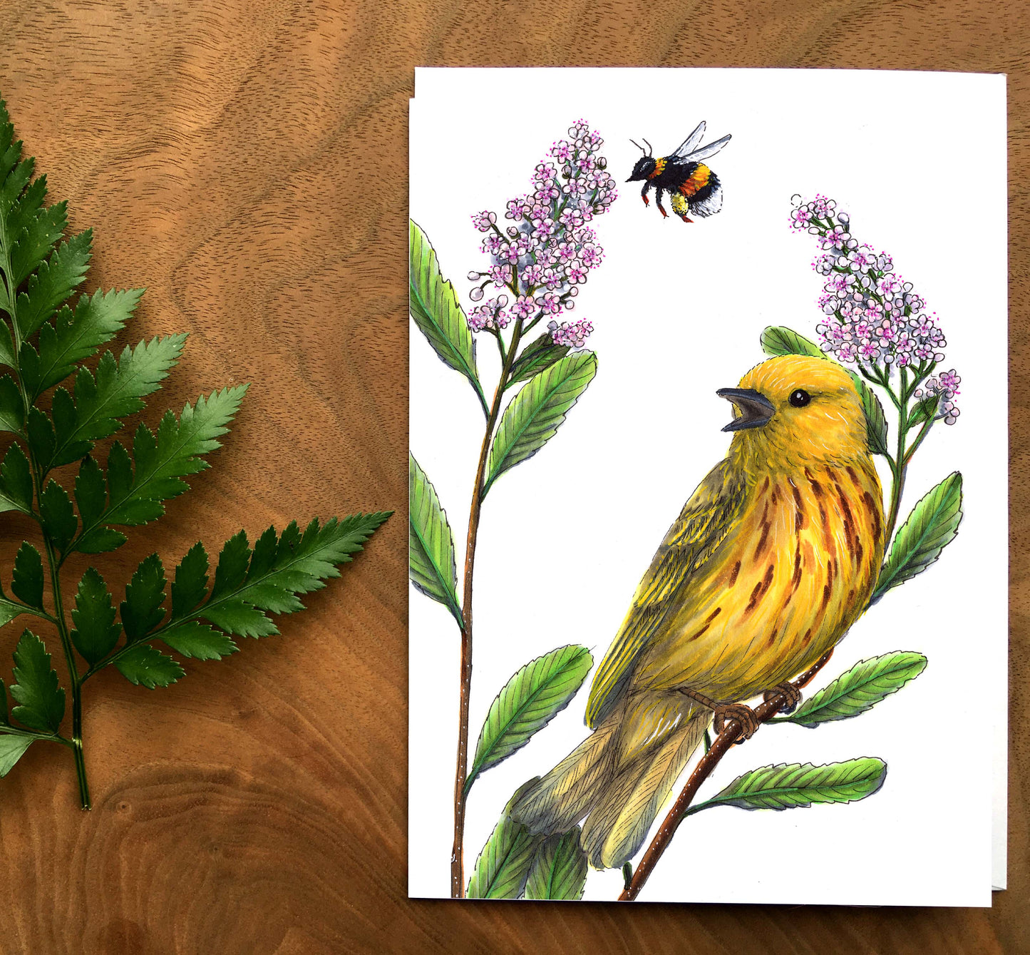 Carte de souhaits - Parulines au cœur pollinisateur