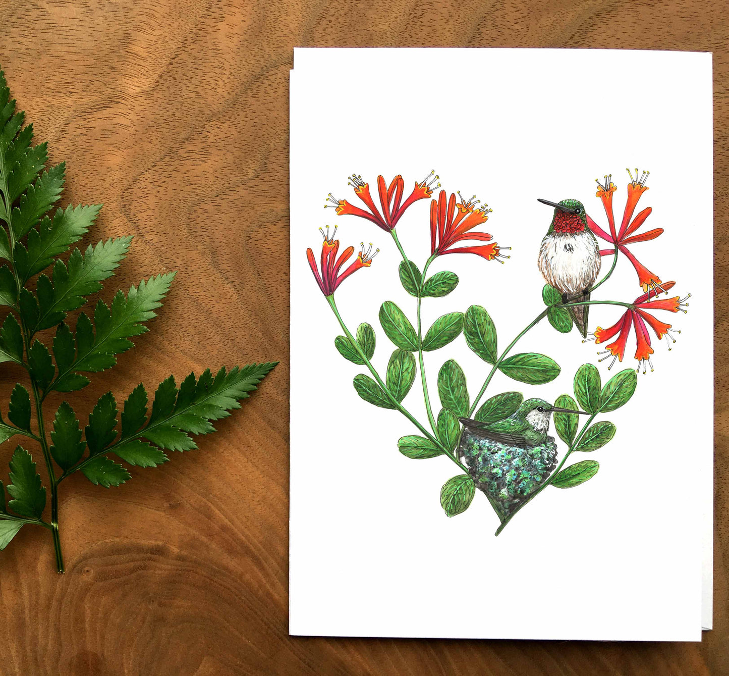 Carte de souhaits - Le nid de colibris