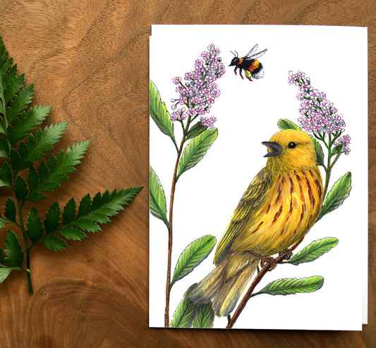 Carte de souhaits - Parulines au cœur pollinisateur