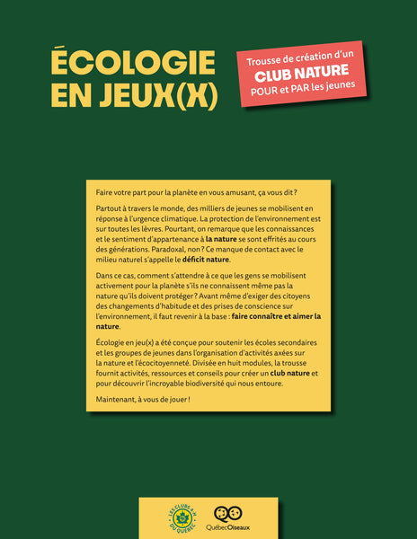 Écologie en jeu(x): Trousse de création d'un club nature pour et par les jeunes
